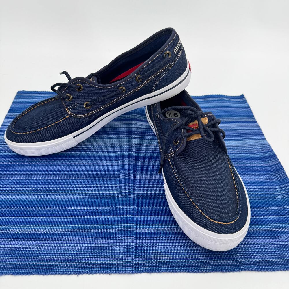Levi's Boat Shoes Mens 9.5 EUR 43 Coastal Nautical Blue Lace‎ Up GREAT CONDITION